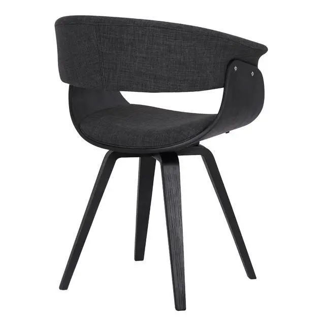 Alt view image 5 of 6 - Summer Contemporary Dining Chair in Black Brush Wood Finish and Charcoal Fabric
