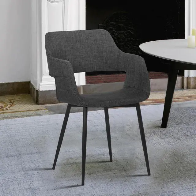 Alt view image 2 of 6 - Ariana Mid-Century Charcoal Open Back Dining Accent Chair
