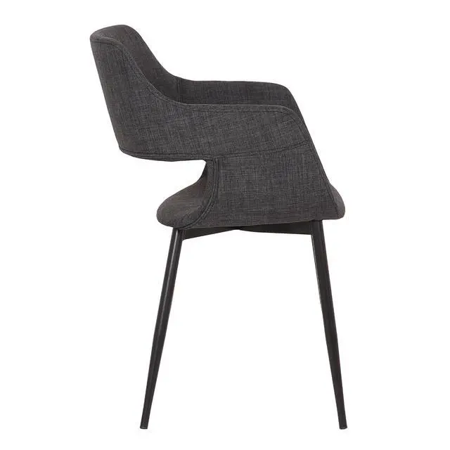 Alt view image 4 of 6 - Ariana Mid-Century Charcoal Open Back Dining Accent Chair