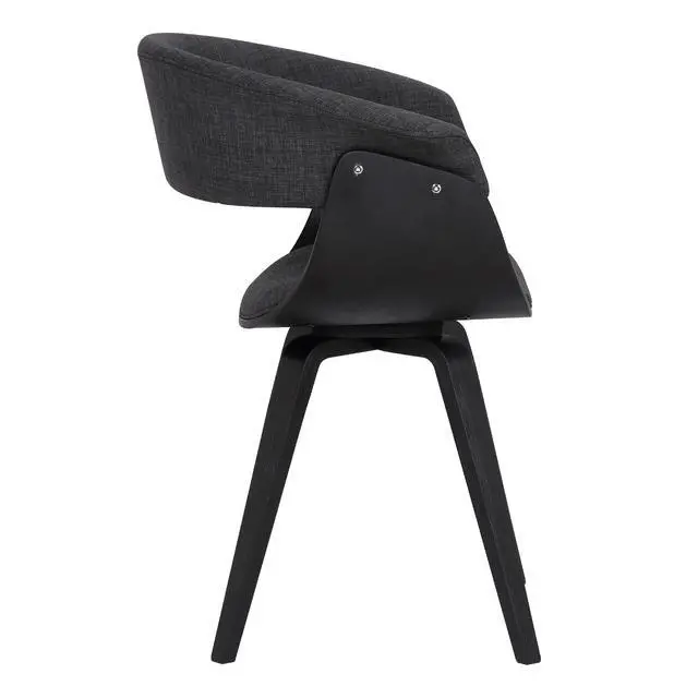 Alt view image 4 of 6 - Summer Contemporary Dining Chair in Black Brush Wood Finish and Charcoal Fabric