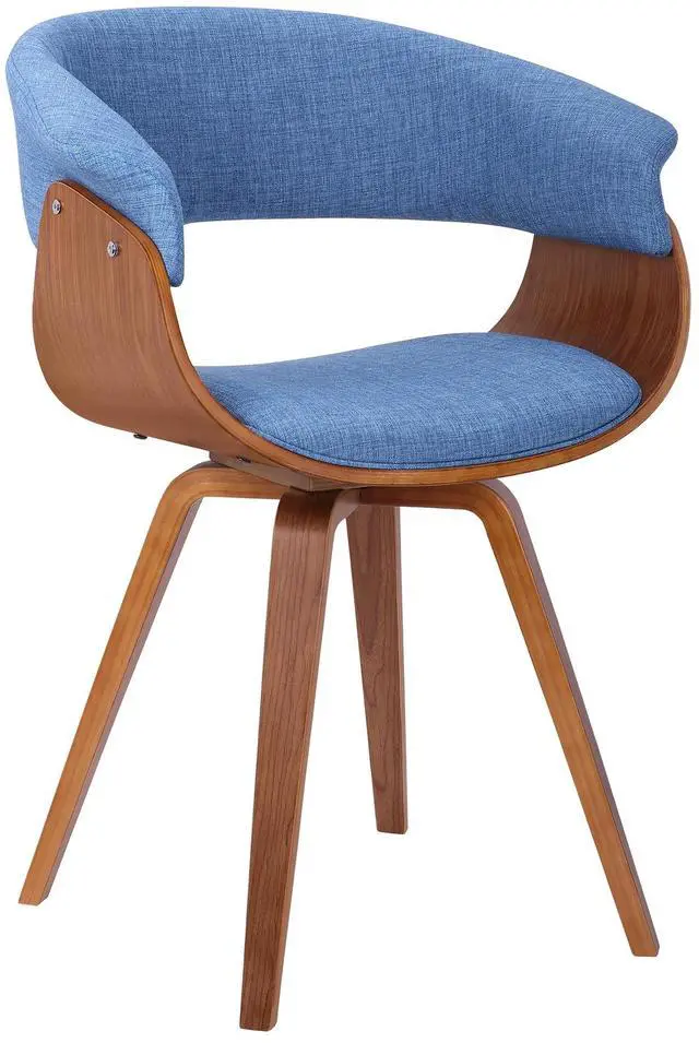 Main image of Summer Mid-Century Chair in Blue Fabric with Walnut Wood Finish