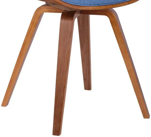 Alt view image 7 of 7 - Summer Mid-Century Chair in Blue Fabric with Walnut Wood Finish