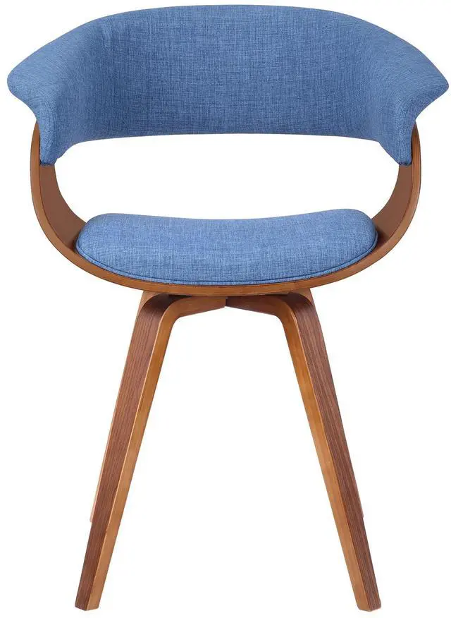 Alt view image 3 of 7 - Summer Mid-Century Chair in Blue Fabric with Walnut Wood Finish