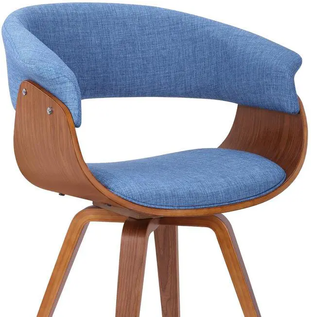 Alt view image 5 of 7 - Summer Mid-Century Chair in Blue Fabric with Walnut Wood Finish