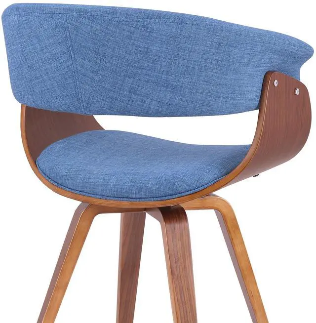Alt view image 4 of 7 - Summer Mid-Century Chair in Blue Fabric with Walnut Wood Finish