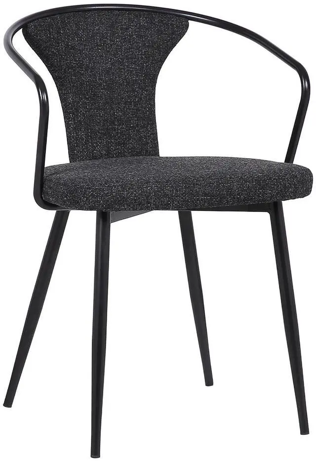 Main image of Francis Contemporary Dining Chair in Black Powder Coated Finish and Black Fabric