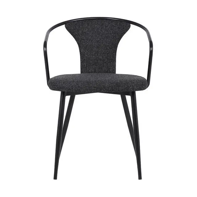 Alt view image 3 of 6 - Francis Contemporary Dining Chair in Black Powder Coated Finish and Black Fabric