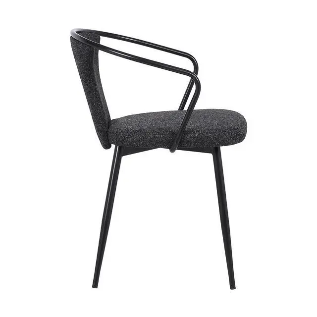 Alt view image 4 of 6 - Francis Contemporary Dining Chair in Black Powder Coated Finish and Black Fabric