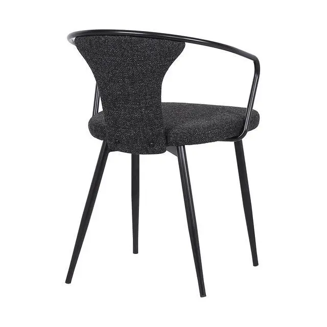Alt view image 5 of 6 - Francis Contemporary Dining Chair in Black Powder Coated Finish and Black Fabric