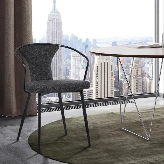 Alt view image 2 of 6 - Francis Contemporary Dining Chair in Black Powder Coated Finish and Black Fabric
