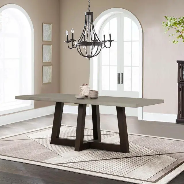Alt view image 2 of 7 - Elodie Gray Concrete and Dark Gray Oak Rectangle Dining Table