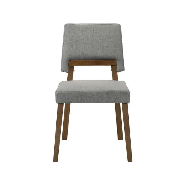 Alt view image 4 of 7 - Channell Wood Dining Chair in Walnut Finish with Charcoal Fabric - Set of 2