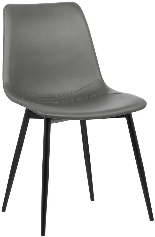Main image of Monte Contemporary Dining Chair in Gray Faux Leather with Black Metal Legs