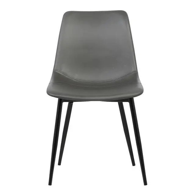 Alt view image 3 of 7 - Monte Contemporary Dining Chair in Gray Faux Leather with Black Metal Legs