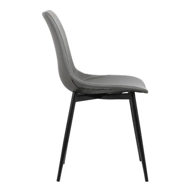 Alt view image 4 of 7 - Monte Contemporary Dining Chair in Gray Faux Leather with Black Metal Legs