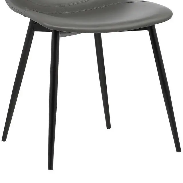 Alt view image 7 of 7 - Monte Contemporary Dining Chair in Gray Faux Leather with Black Metal Legs