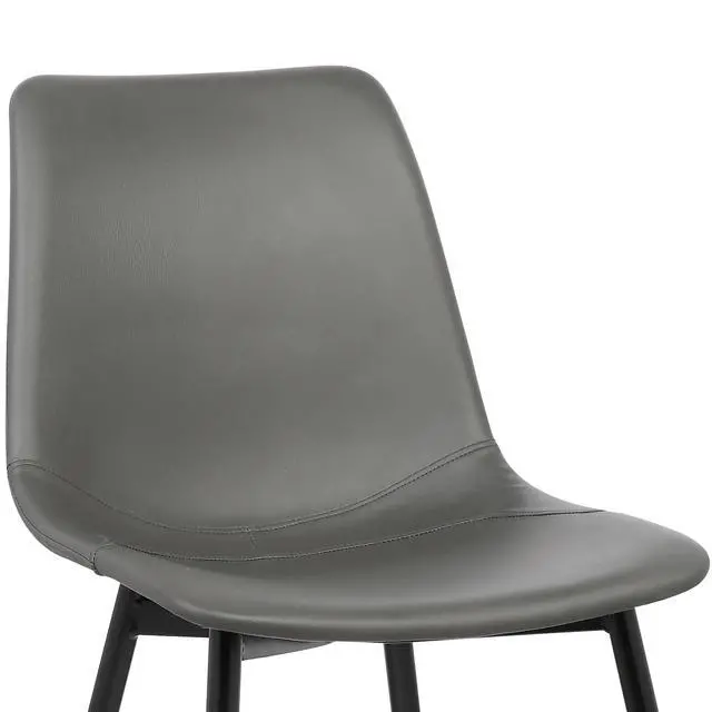 Alt view image 6 of 7 - Monte Contemporary Dining Chair in Gray Faux Leather with Black Metal Legs
