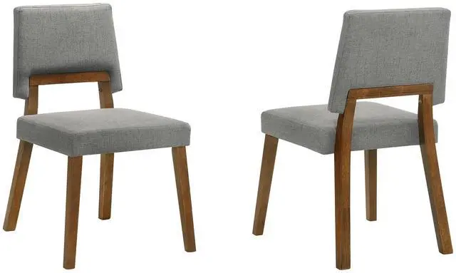 Main image of Channell Wood Dining Chair in Walnut Finish with Charcoal Fabric - Set of 2