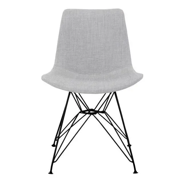 Alt view image 3 of 7 - Palmetto Contemporary Dining Chair in Gray Fabric with Black Metal Legs
