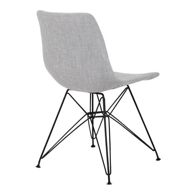 Alt view image 4 of 7 - Palmetto Contemporary Dining Chair in Gray Fabric with Black Metal Legs