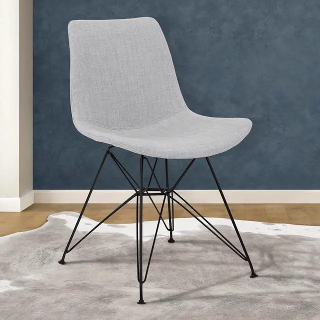Alt view image 2 of 7 - Palmetto Contemporary Dining Chair in Gray Fabric with Black Metal Legs