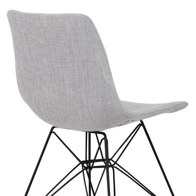 Alt view image 6 of 7 - Palmetto Contemporary Dining Chair in Gray Fabric with Black Metal Legs