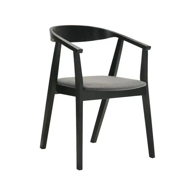 Alt view image 3 of 7 - Santana Wood Dining Chair in Black Finish with Charcoal Fabric - Set of 2