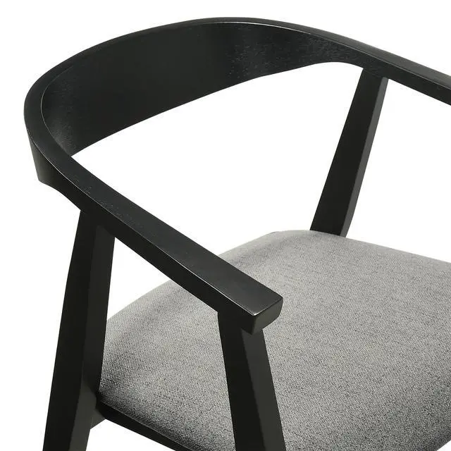 Alt view image 6 of 7 - Santana Wood Dining Chair in Black Finish with Charcoal Fabric - Set of 2