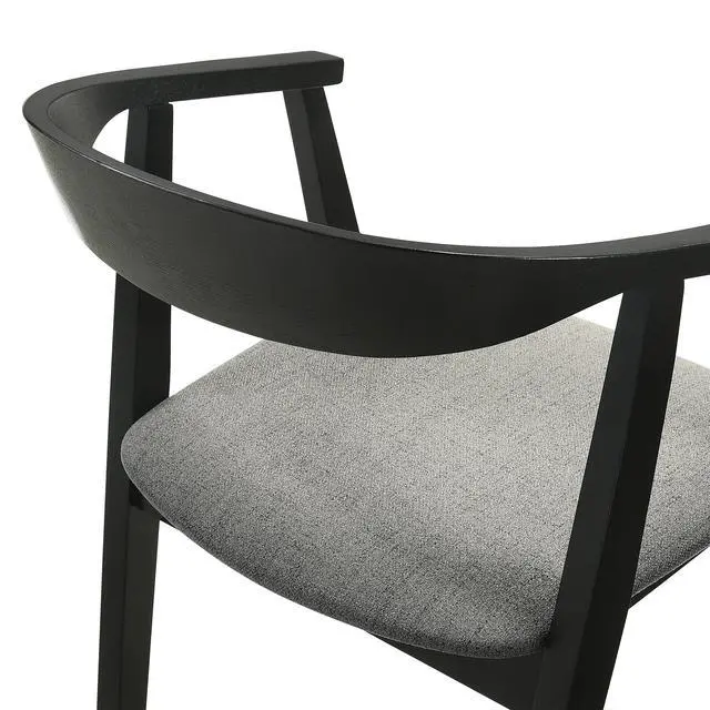 Alt view image 7 of 7 - Santana Wood Dining Chair in Black Finish with Charcoal Fabric - Set of 2