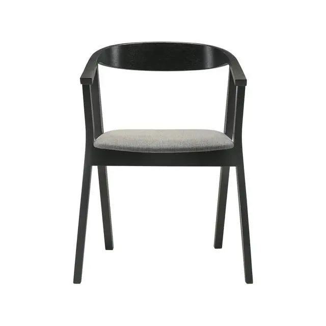 Alt view image 4 of 7 - Santana Wood Dining Chair in Black Finish with Charcoal Fabric - Set of 2