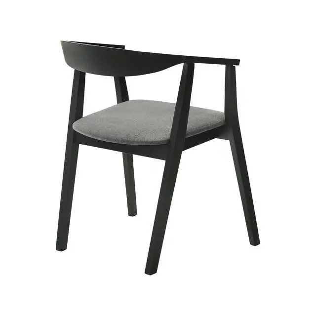 Alt view image 5 of 7 - Santana Wood Dining Chair in Black Finish with Charcoal Fabric - Set of 2