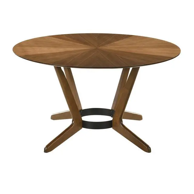 Alt view image 3 of 7 - Santana Round Wood Dining Table in Walnut Finish