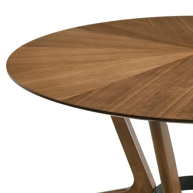 Alt view image 4 of 7 - Santana Round Wood Dining Table in Walnut Finish