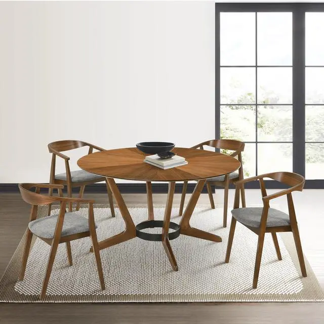 Alt view image 7 of 7 - Santana Round Wood Dining Table in Walnut Finish