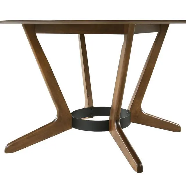 Alt view image 5 of 7 - Santana Round Wood Dining Table in Walnut Finish