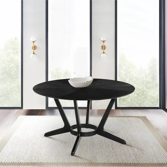 Alt view image 2 of 7 - Santana Round Wood Dining Table in Black Finish