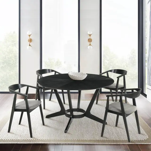Alt view image 7 of 7 - Santana Round Wood Dining Table in Black Finish
