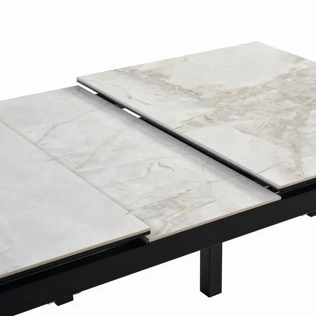 Alt view image 7 of 7 - Giana Extendable Dining Table in Stone and Metal