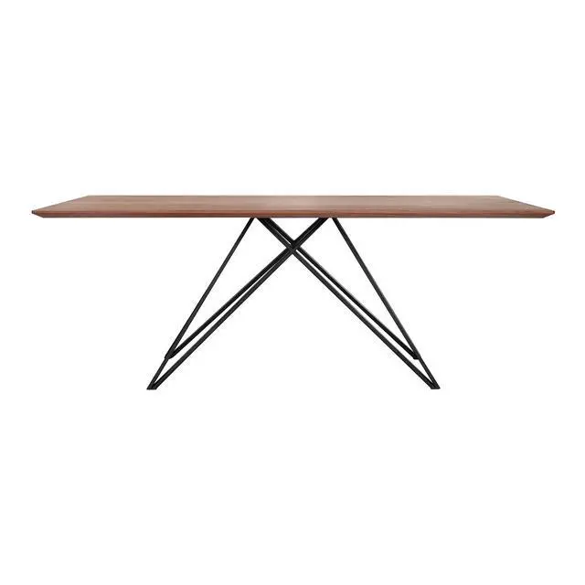 Alt view image 3 of 7 - Modena Contemporary Dining Table in Matte Black Finish and Walnut Wood Top