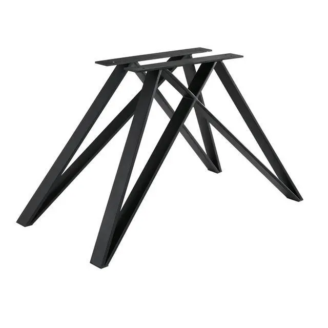 Alt view image 5 of 7 - Modena Contemporary Dining Table in Matte Black Finish and Walnut Wood Top