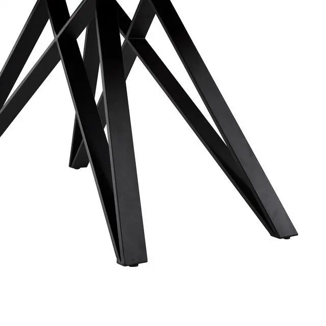 Alt view image 7 of 7 - Modena Contemporary Dining Table in Matte Black Finish and Walnut Wood Top