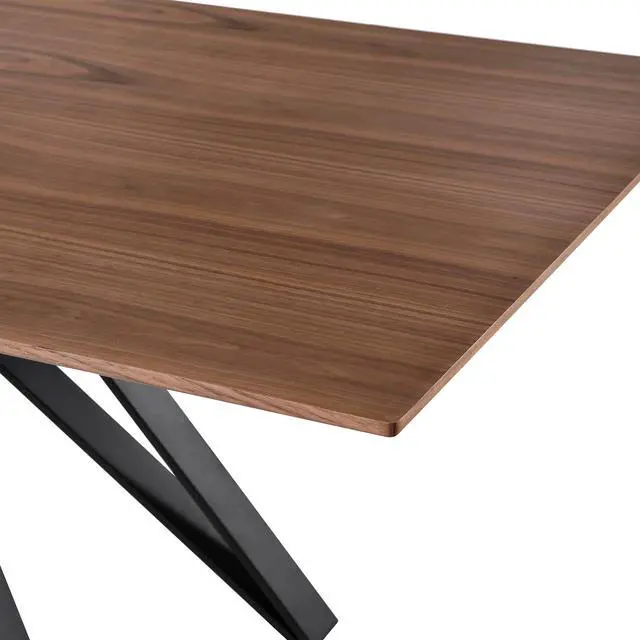 Alt view image 6 of 7 - Modena Contemporary Dining Table in Matte Black Finish and Walnut Wood Top