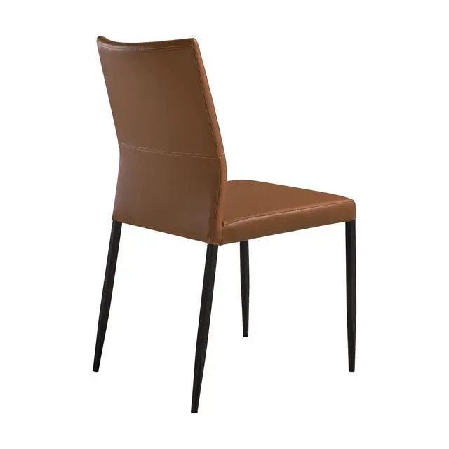 Alt view image 6 of 7 - Kash Upholstered Dining Chair in Brown Faux Leather with Black Metal Legs - Set of 2
