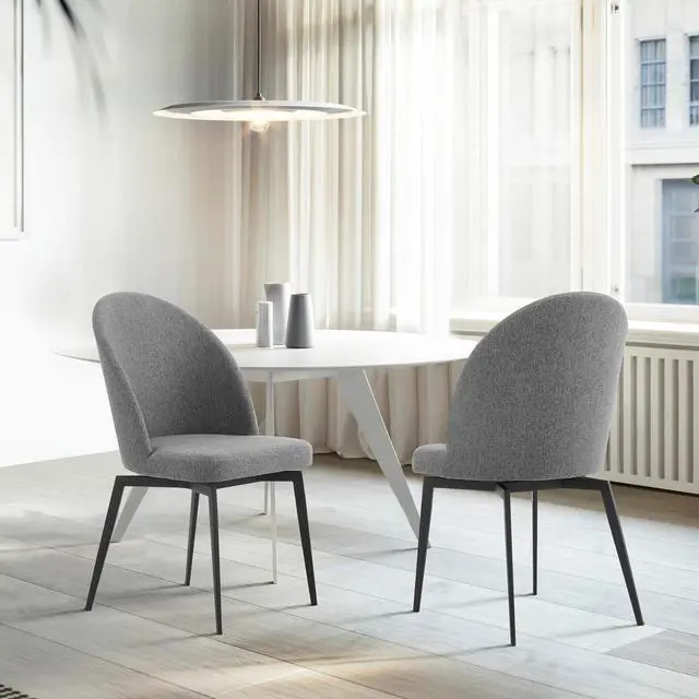 Alt view image 2 of 7 - Sunny Swivel Gray Fabric and Metal Dining Room Chairs - Set of 2