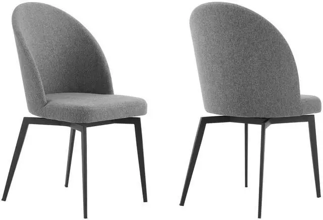 Main image of Sunny Swivel Gray Fabric and Metal Dining Room Chairs - Set of 2