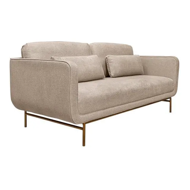 Alt view image 3 of 7 - Lilou 77" Sofa with Antique Brass Metal Legs in Fabric and Velvet Options