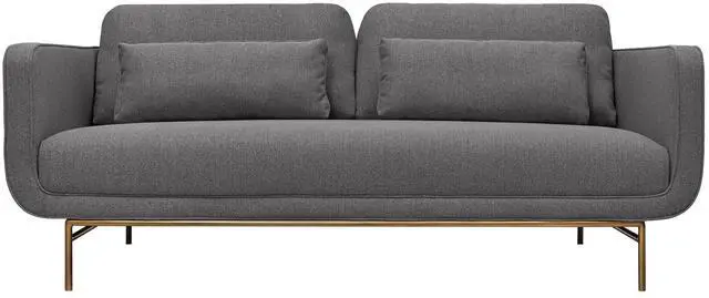 Main image of Lilou 77" Gray Fabric Sofa with Antique Brass Metal Legs
