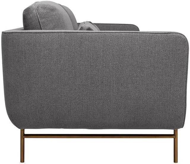 Alt view image 4 of 7 - Lilou 77" Gray Fabric Sofa with Antique Brass Metal Legs