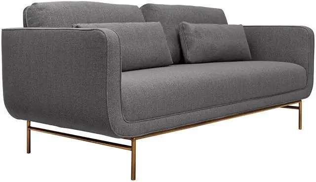 Alt view image 3 of 7 - Lilou 77" Gray Fabric Sofa with Antique Brass Metal Legs
