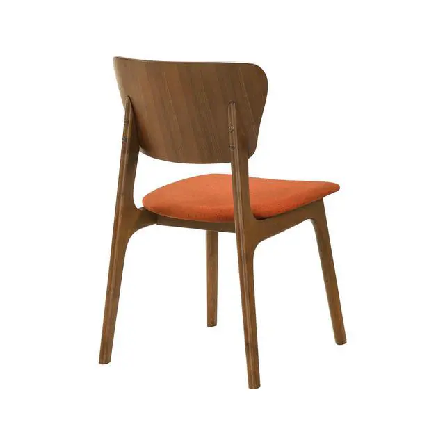 Alt view image 5 of 7 - Kalia Wood Dining Chair in Walnut Finish with Orange Fabric - Set of 2